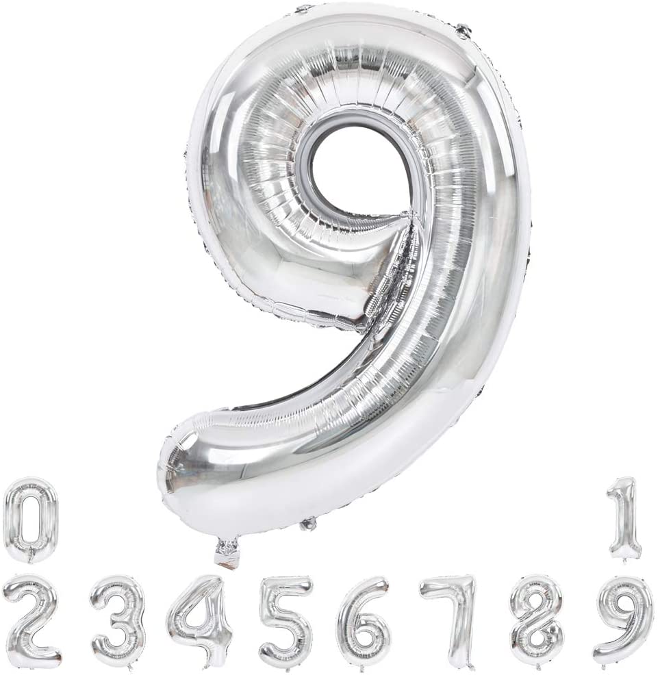 Lofaris Silver Large Giant Foil Mylar 40 Inch Number Balloons for Party