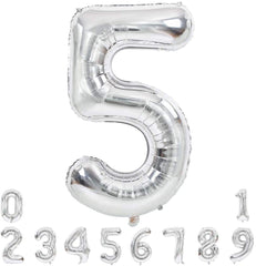 Lofaris Silver Large Giant Foil Mylar 40 Inch Number Balloons for Party