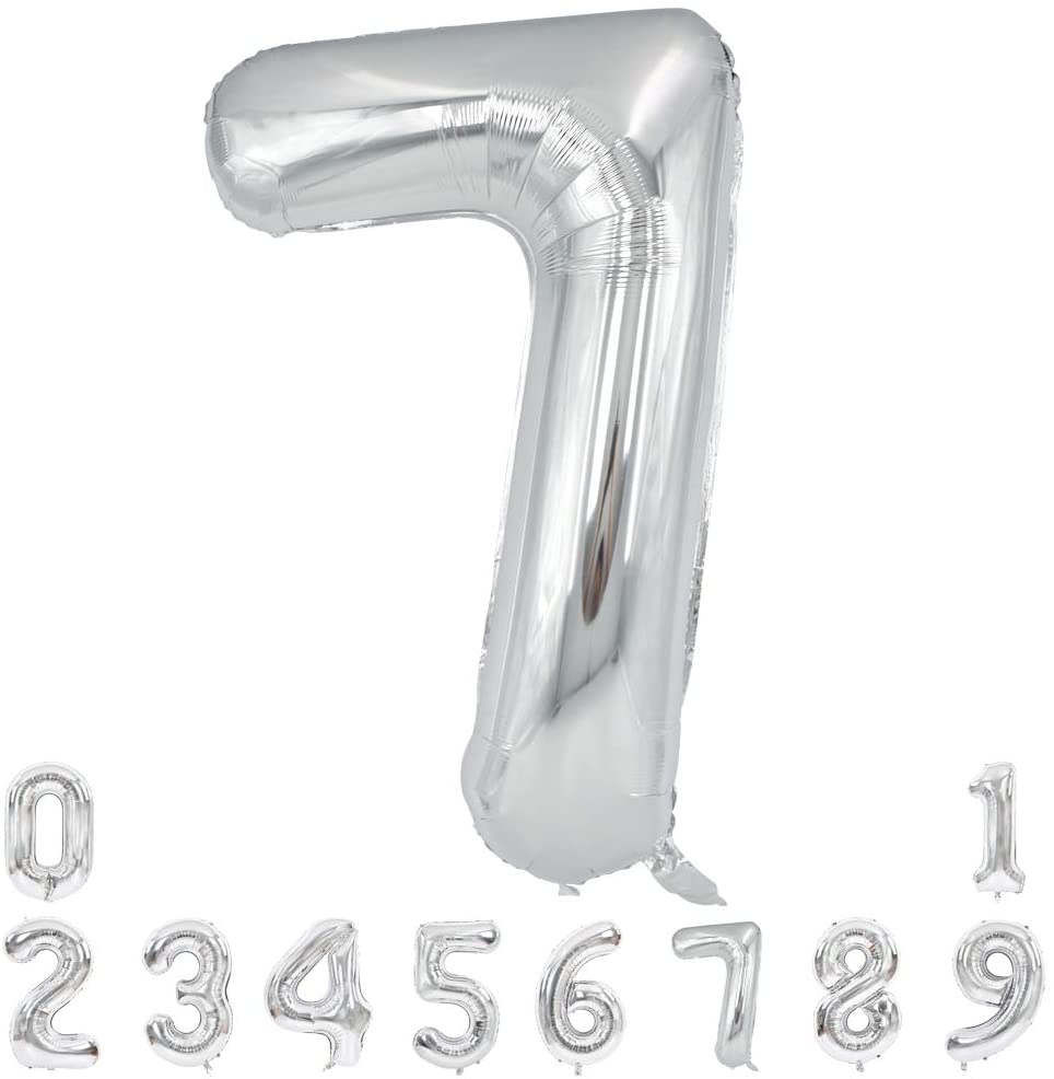 Lofaris Silver Large Giant Foil Mylar 40 Inch Number Balloons for Party