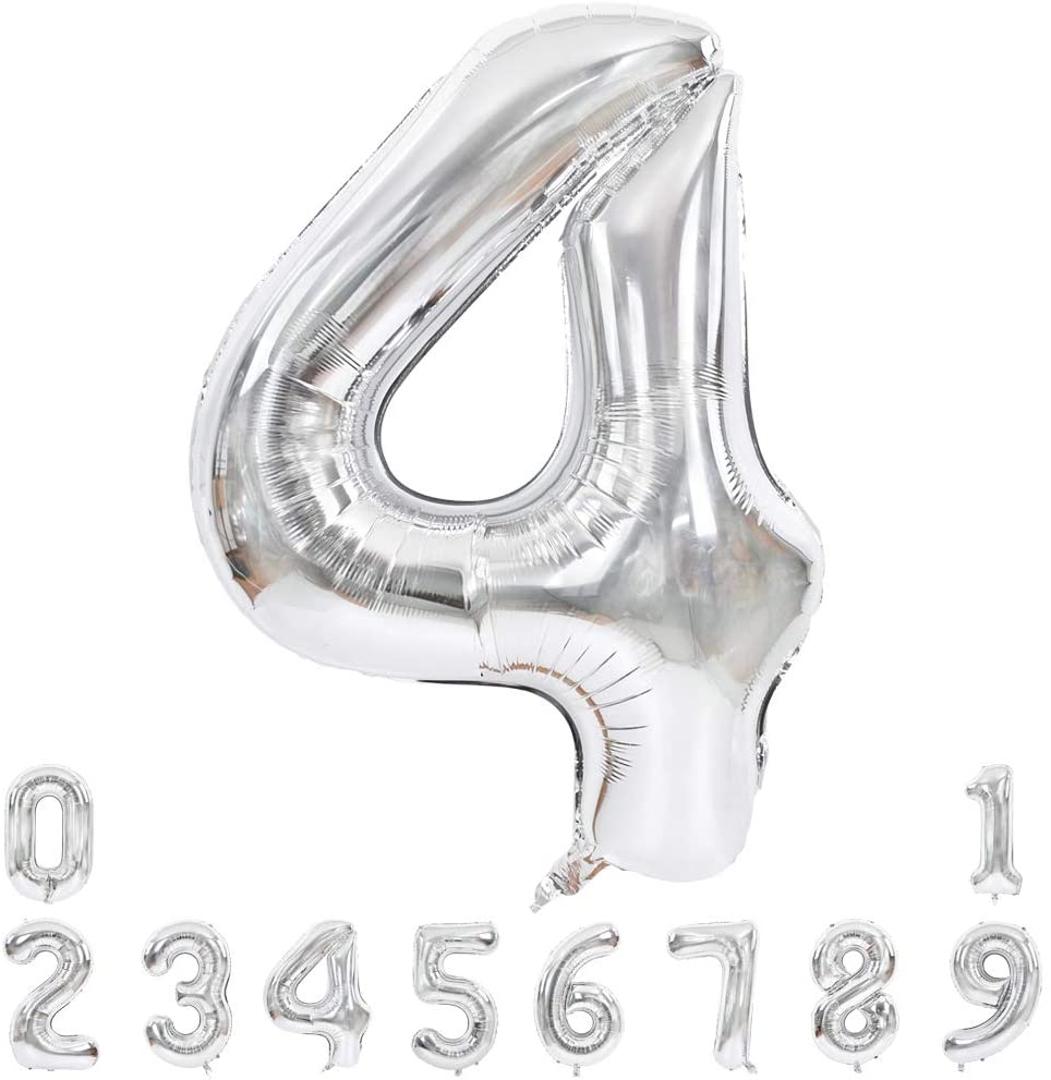 Lofaris Silver Large Giant Foil Mylar 40 Inch Number Balloons for Party