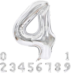 Lofaris Silver Large Giant Foil Mylar 40 Inch Number Balloons for Party