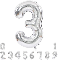 Lofaris Silver Large Giant Foil Mylar 40 Inch Number Balloons for Party