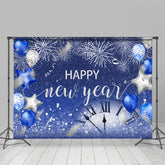 Lofaris UK Silver Navy Blue Balloon Happy New Year Backdrop