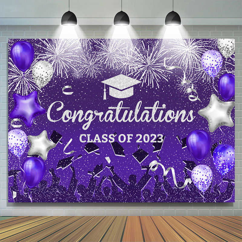 Lofaris Silver Purple Class Of 2023 Congrats Grad Backdrop
