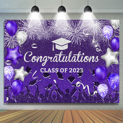 Lofaris Silver Purple Class Of 2023 Congrats Grad Backdrop