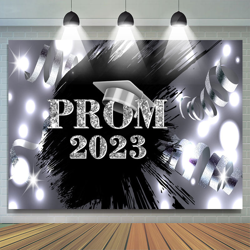 Lofaris Silver Ribbons Bokeh Splash Ink Prom 2023 Backdrop