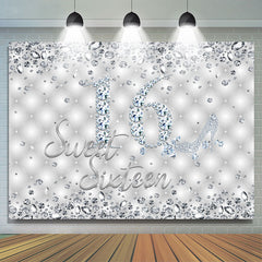 Lofaris Silver Shiny Diamond Sweet Sixteen Birthday Backdrop