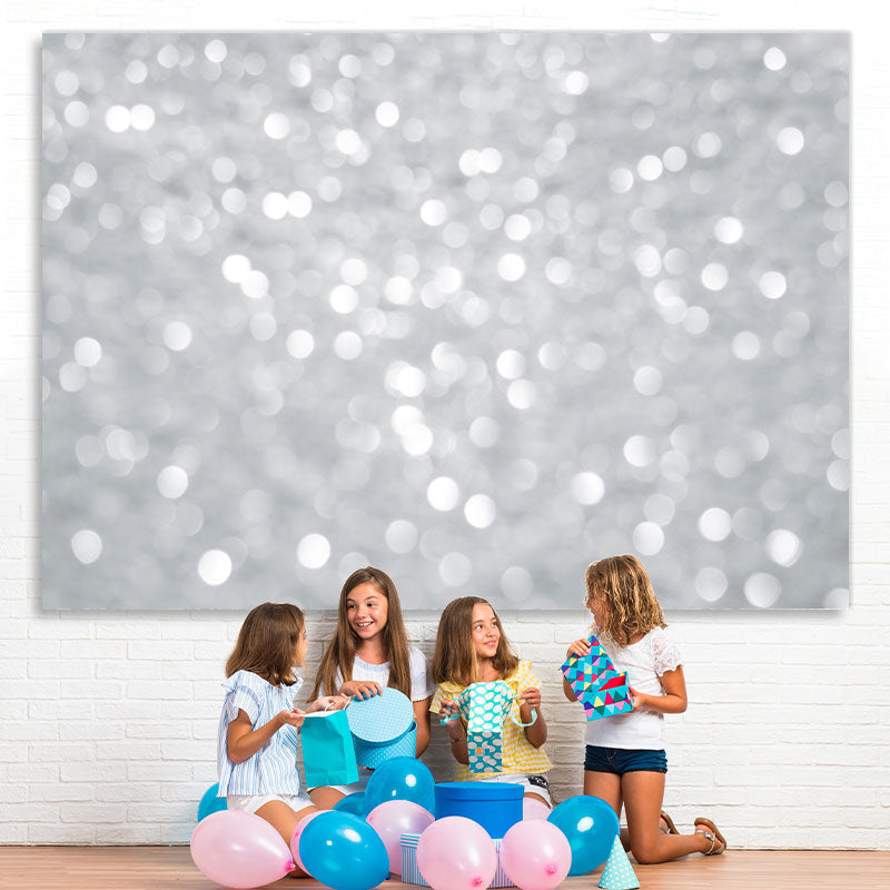 Lofaris Silver Shiny Glitter Bokeh Simple Birthday Party Backdrop