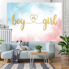 Lofaris Simple Baby Blue And Pink Gender Reveal Backdrop