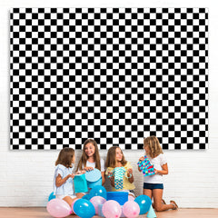 Lofaris Simple Black White Plaid Birthday Backdrop for Party