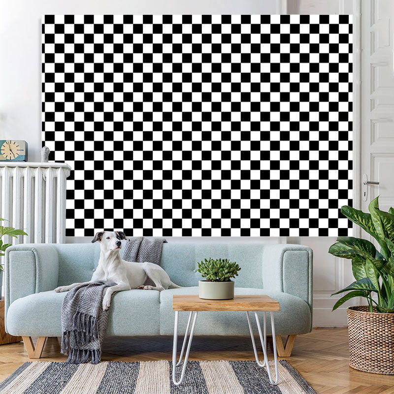 Lofaris Simple Black White Plaid Birthday Backdrop for Party