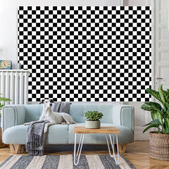 Lofaris Simple Black White Plaid Birthday Backdrop for Party