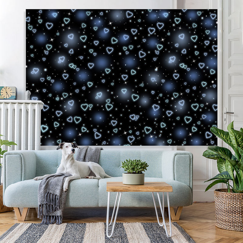 Lofaris Simple Blue And Black Heart Light Spot Backdrop