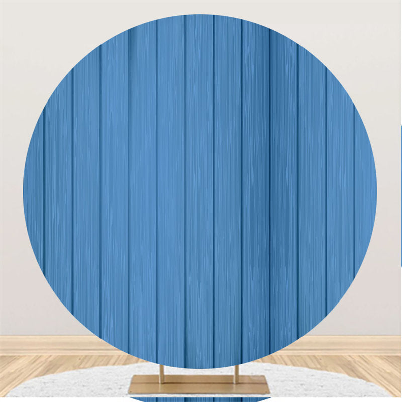 Lofaris Simple Blue And Wooden Circle Backdrop For Holiday