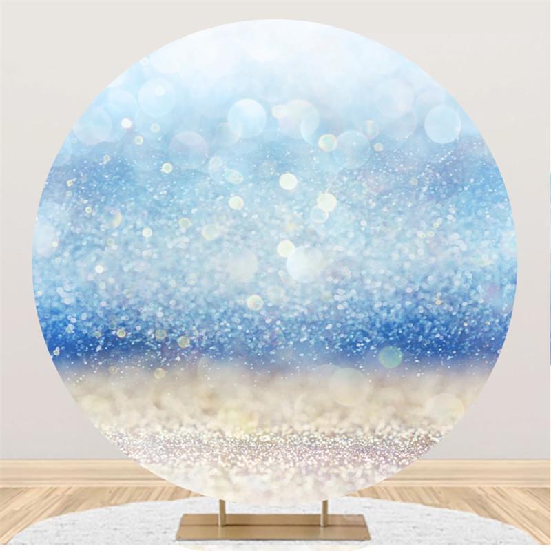 Lofaris Simple Circle Glitter Bule Bokeh Happy Birthday Backdrop