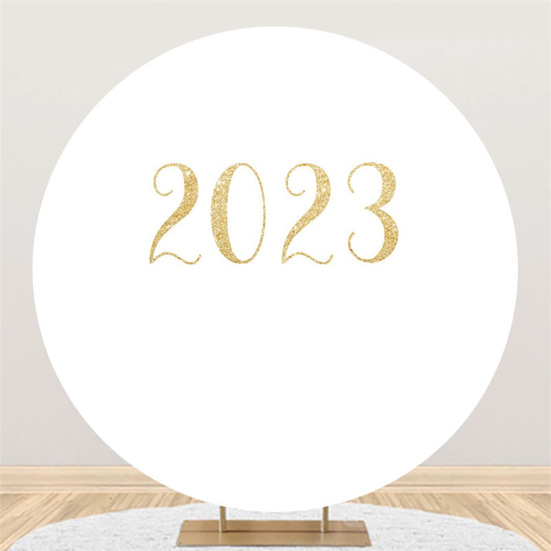 Lofaris Simple Circle Gold Glitter 2023 New Year Party Backdrop