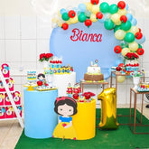 Lofaris Simple Circle Pure Blue Birthday Decoration Backdrop