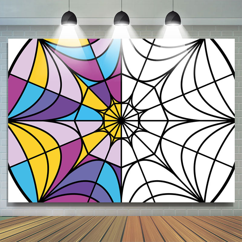Lofaris Simple Colored Cobweb Theme Backdrop For Dance Party