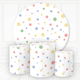 Lofaris Simple Colorful Dots Happy Holiday Round Backdrop Kit