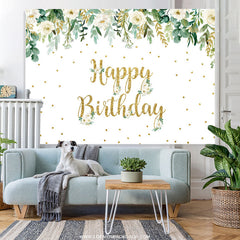 Lofaris Simple Floral Glitter Happy Birthday Backdrop For Female