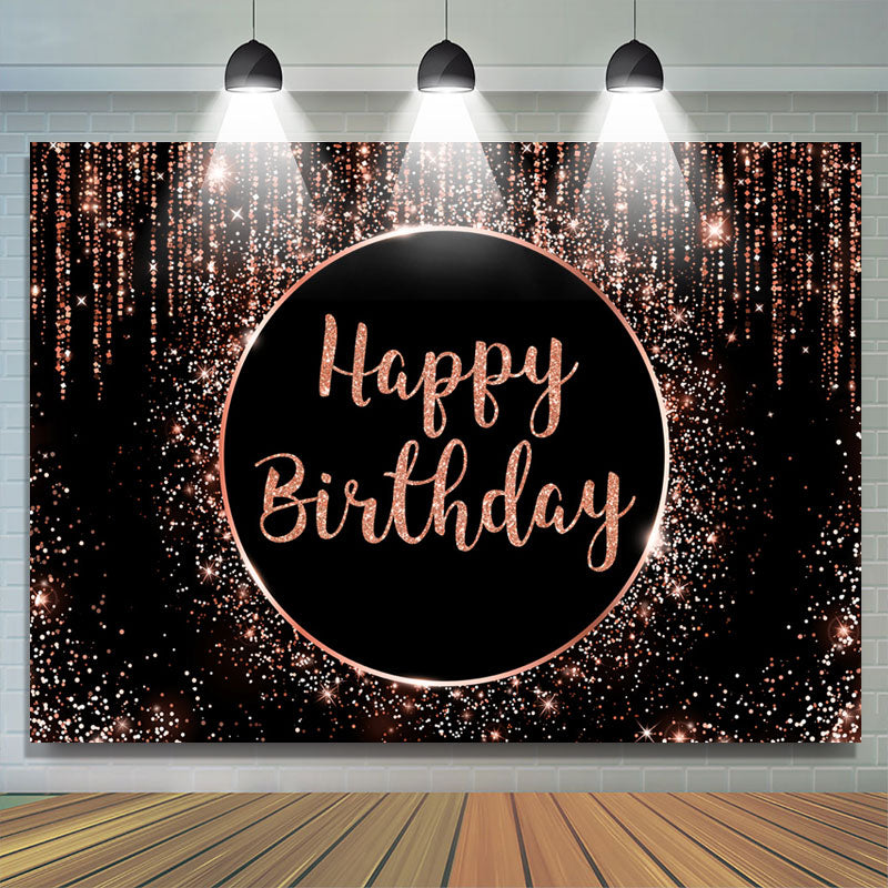 Lofaris Simple Glitter Pink And Black Happy Birthday Backdrop