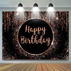 Lofaris Simple Glitter Pink And Black Happy Birthday Backdrop