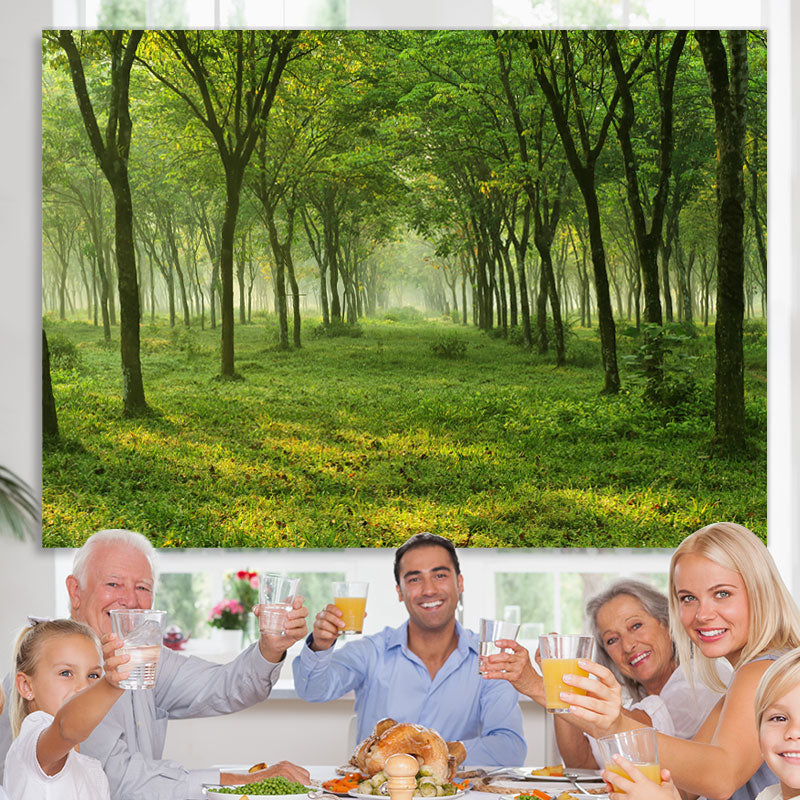 Lofaris Simple Green Grass And Forest Peaceful Spring Backdrop