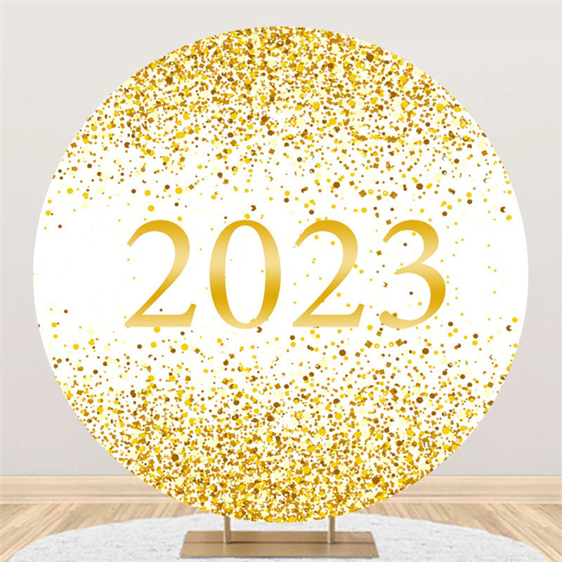Lofaris Simple Happy 2023 New Year Round Holiday Backdrop
