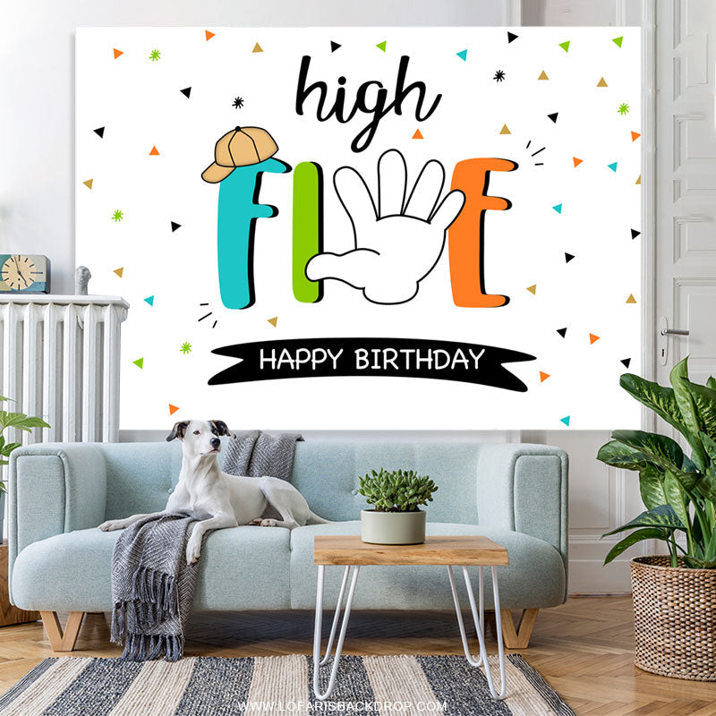 Lofaris Simple High Five Happy Birthday Backdrop For Kids