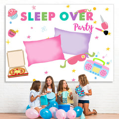 Lofaris Simple Lovely Sleep Over Party Themed Birthday Backdrop