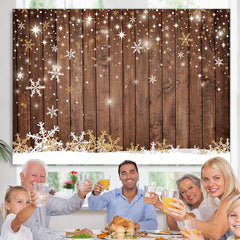 Lofaris Simple Snowflake Wood Christmas Bokeh Backdrop for Party