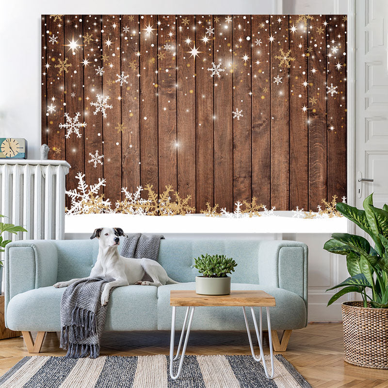 Lofaris Simple Snowflake Wood Christmas Bokeh Backdrop for Party