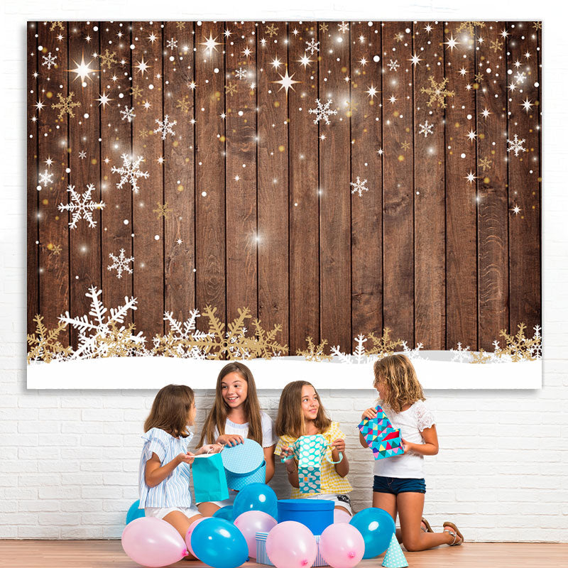 Lofaris Simple Snowflake Wood Christmas Bokeh Backdrop for Party