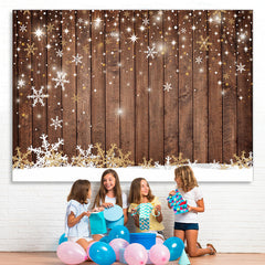 Lofaris Simple Snowflake Wood Christmas Bokeh Backdrop for Party