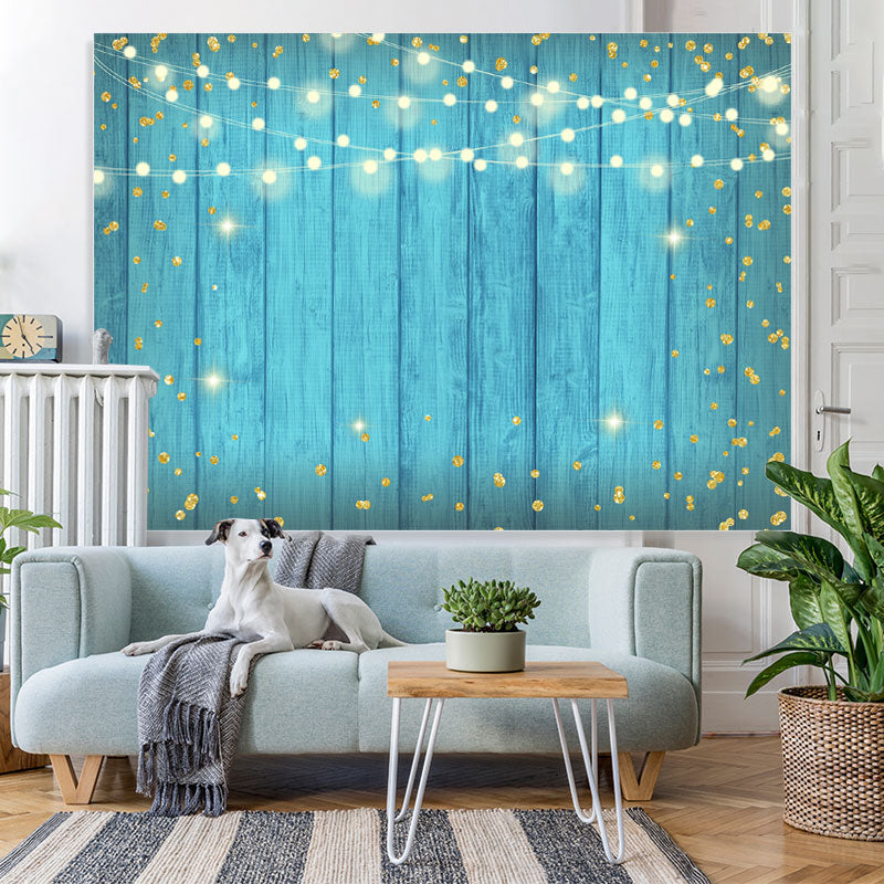 Lofaris Simple Tiffany Blue Glitter Happy Birthday Backdrop