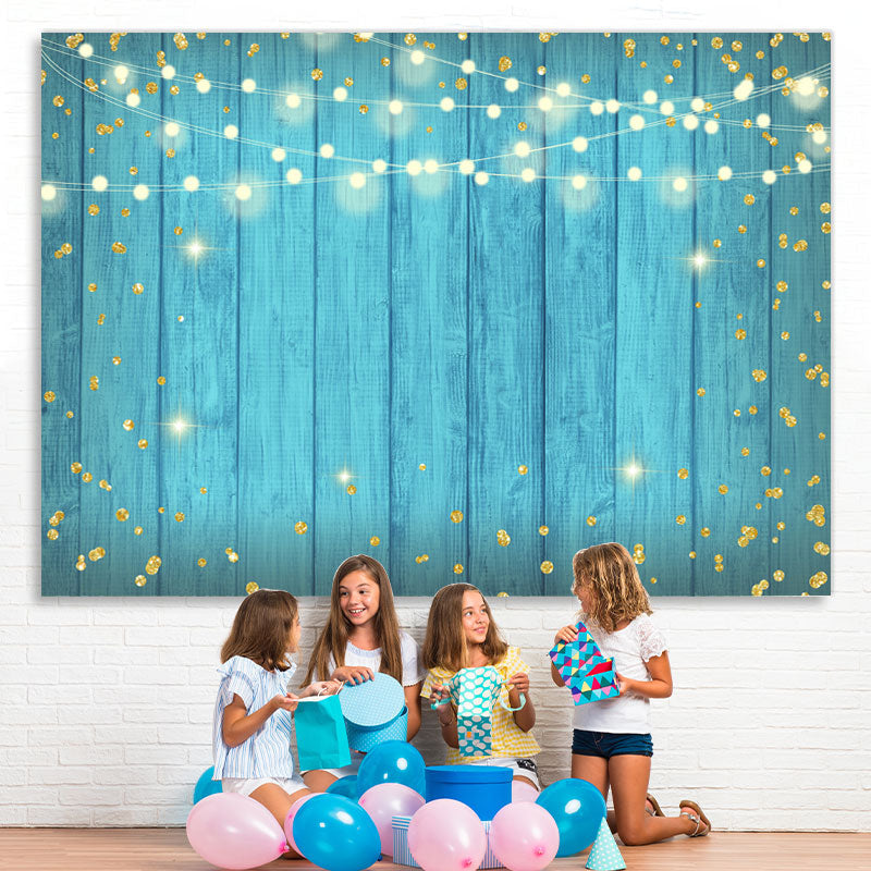 Lofaris Simple Tiffany Blue Glitter Happy Birthday Backdrop