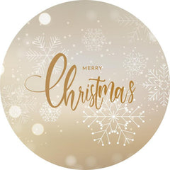 Lofaris Simple White Snowflake Round Merry Chrismas Backdrop