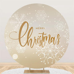 Lofaris Simple White Snowflake Round Merry Chrismas Backdrop