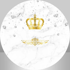 Lofaris Simple White With Gold Crwon Round Backdrop Kit