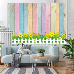 Lofaris Simple Yellow Floral And Colour Wood Theme Backdrop