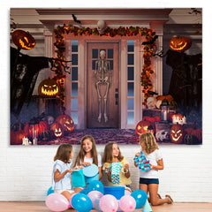 Lofaris Skeleton Pumpkin Lantern Spooky Halloween Theme Backdrop