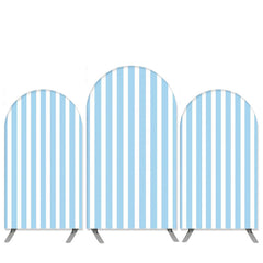 Lofaris Sky Blue And White Stripes Birthday Arch Backdrop Kit