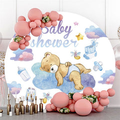Lofaris Sleep On The Cloud Bear Circle Baby Shower Backdrop