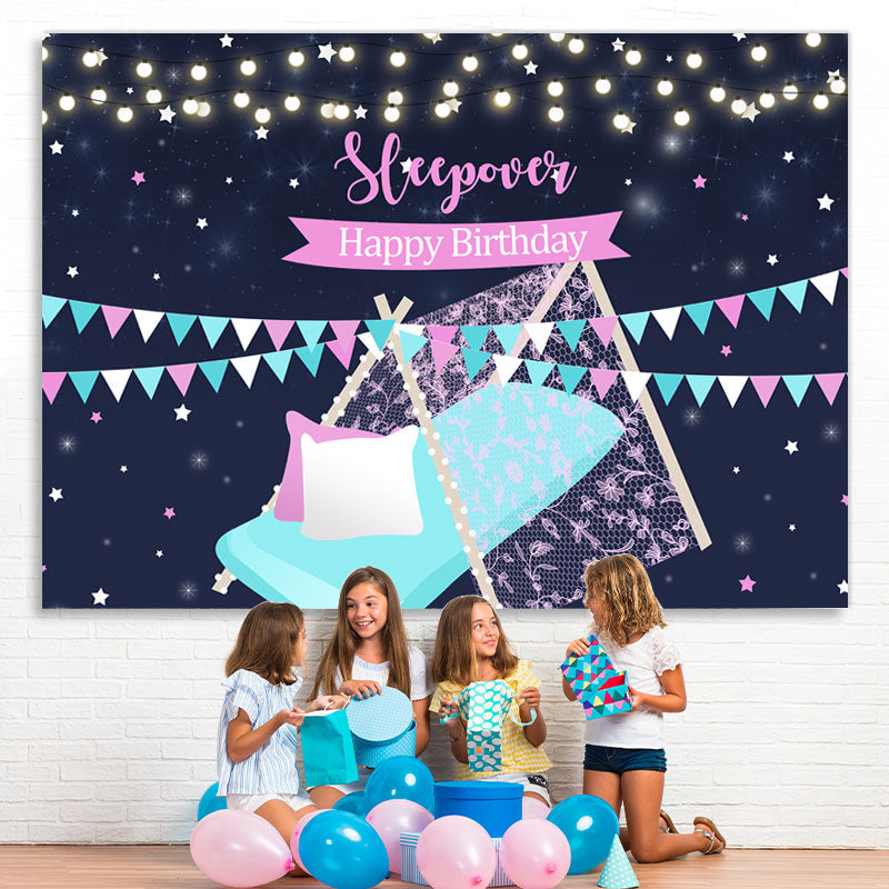 Lofaris Sleepover Happy Birthday Slumber Party Backdrops for Girls