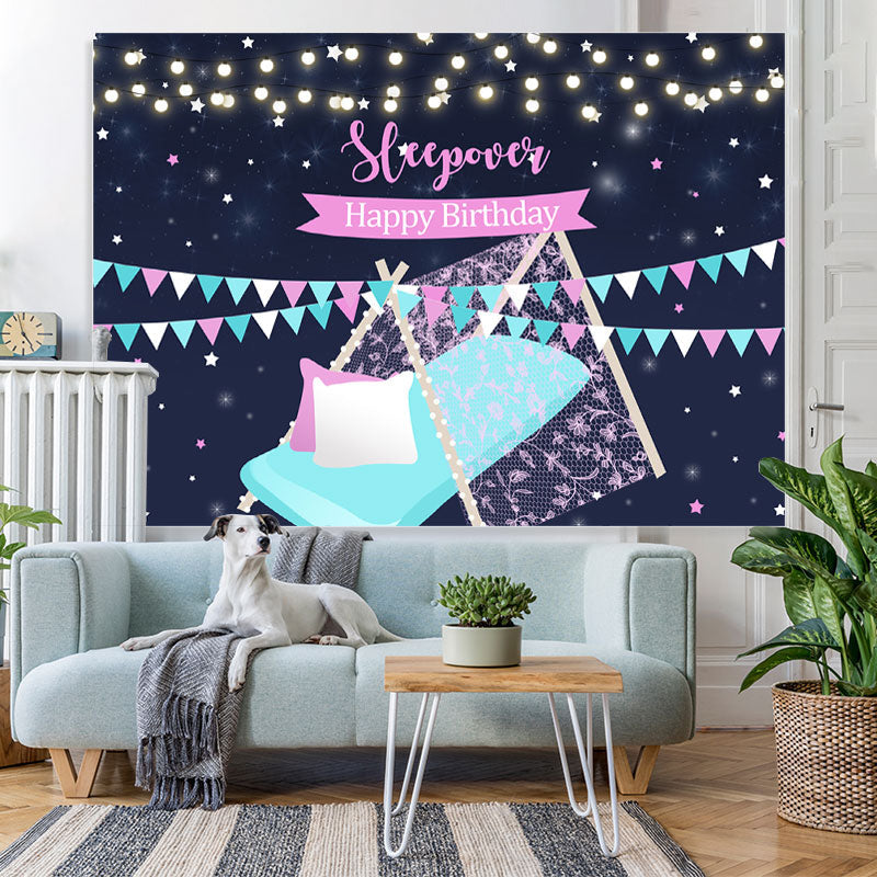 Lofaris Sleepover Happy Birthday Slumber Party Backdrops for Girls