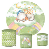Lofaris Sleepy Animal On Rainbow Night Round Backdrop Kit