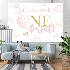 Lofaris Slight Baby Pink Hot Air Balloon Birthday Backdrop