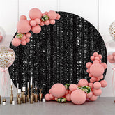 Lofaris Silver Bokeh Glitter And Black Round Birthday Backdrop