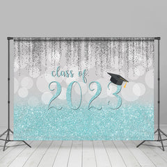 Lofaris Silver Bokeh With Blue Class Of 2023 Glitter Backdrop