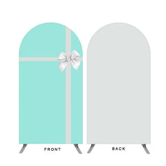 Lofaris Silver Bow Tie Tiffany Blue Birthday Double Sided Arch Backdrop